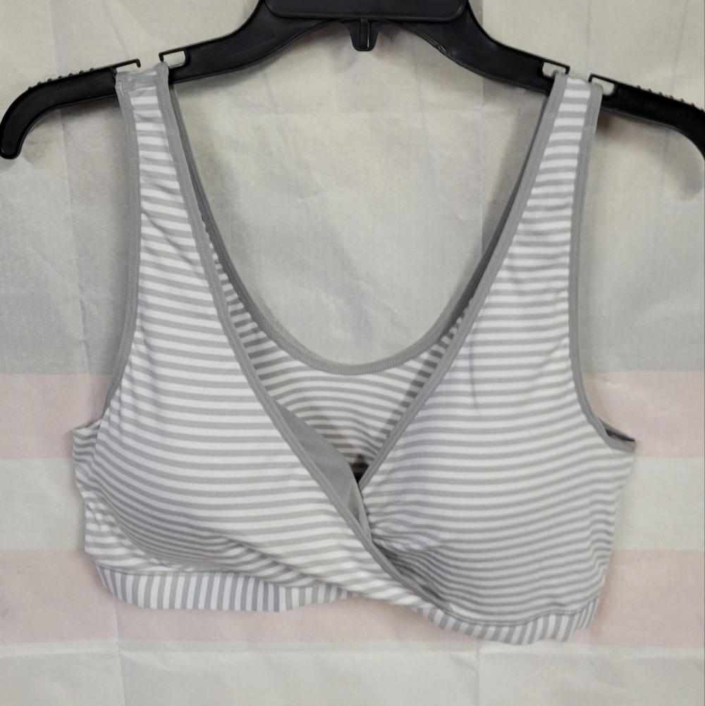 Secret Treasures Gray & White Wrap Style Nursing Super Soft Sleep Bra XXXL